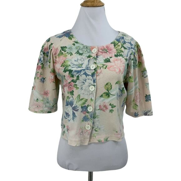 Vintage Liberty House Floral Crop Top Women S M Small Medium Mid Sleeves Curtain - Picture 1 of 9